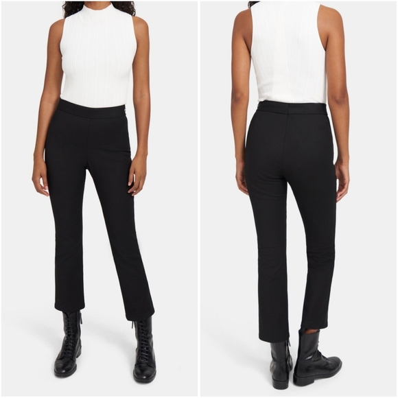 Theory Slim Pull-On Pant in Double Stretch Cotton Black High Rise Slim L… - Picture 1 of 11